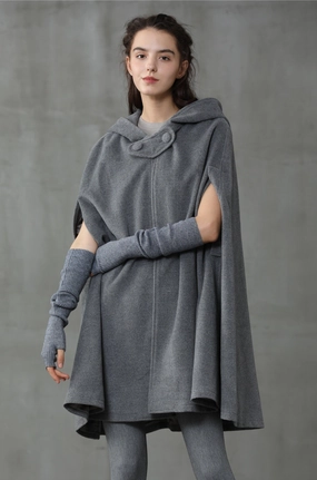 The New Yorker | Hooded Cashmere Cape Unstructured Silhouette