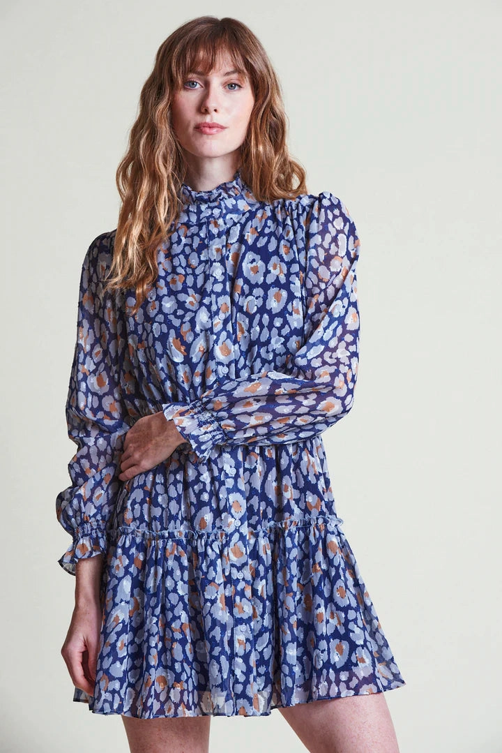 Sophisticated and Relaxed The Shirt Maxwell Dress - Navy Leopard