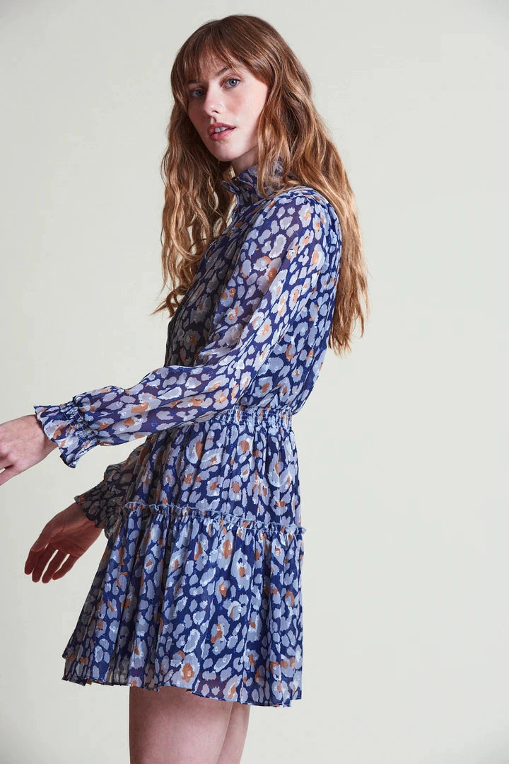 Country View Bride Side The Shirt Maxwell Dress - Navy Leopard