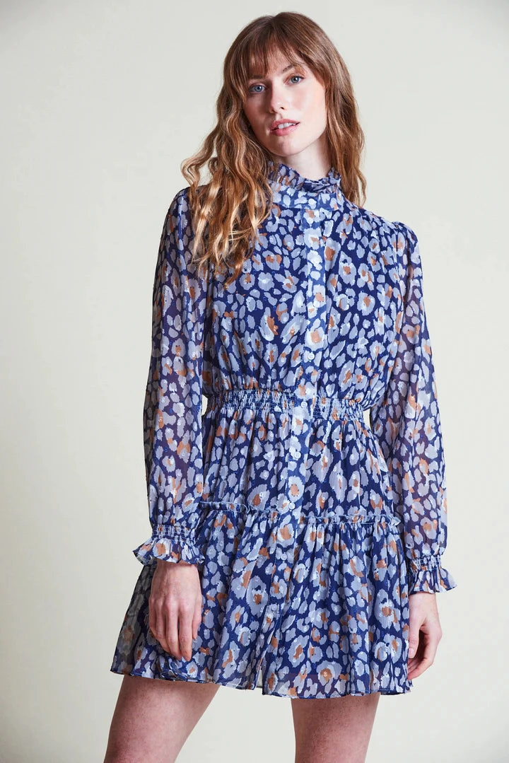 The Shirt Maxwell Dress - Navy Leopard Evening Glow