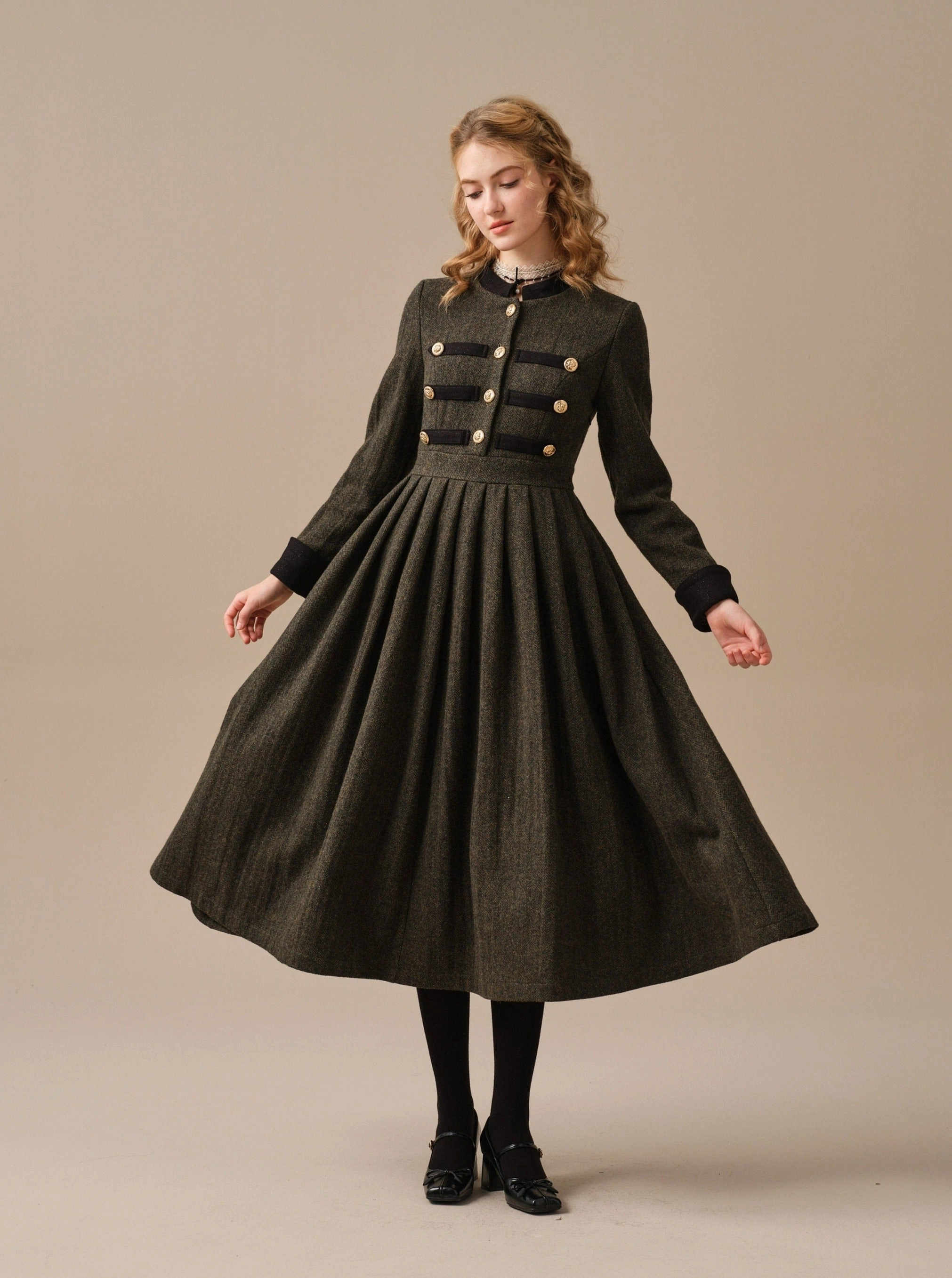 Willow 27 | green wool dress Dimensional Stability Crew Neckline