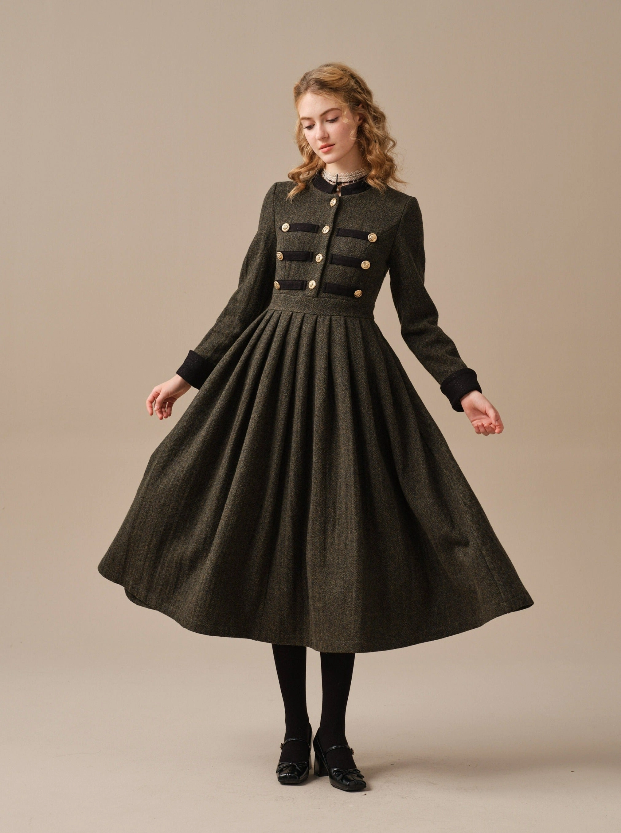 Biodegradable Fiber FineGauge Knit Willow 27 | green wool dress