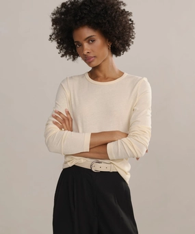 Elasticized Waistband Casual Wear Long-Sleeve Slim Tee