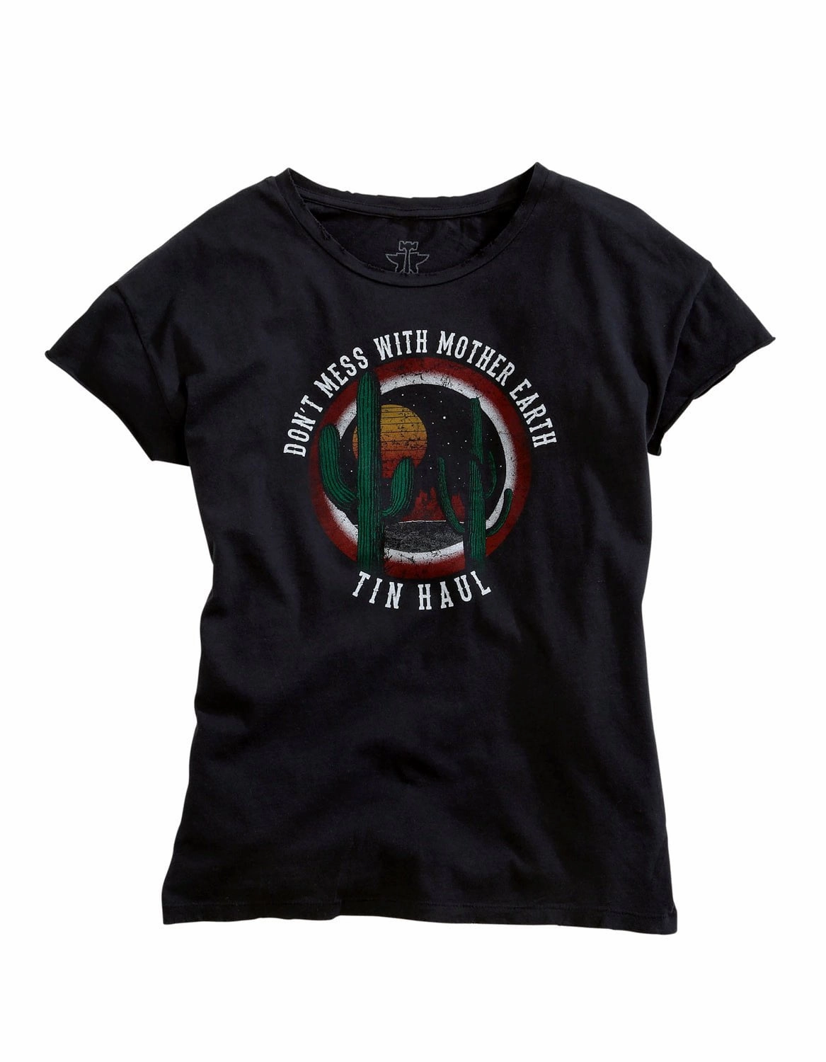 Comfort Wear Tin Haul Womens Black 100% Cotton Mother Earth S/S T-Shirt