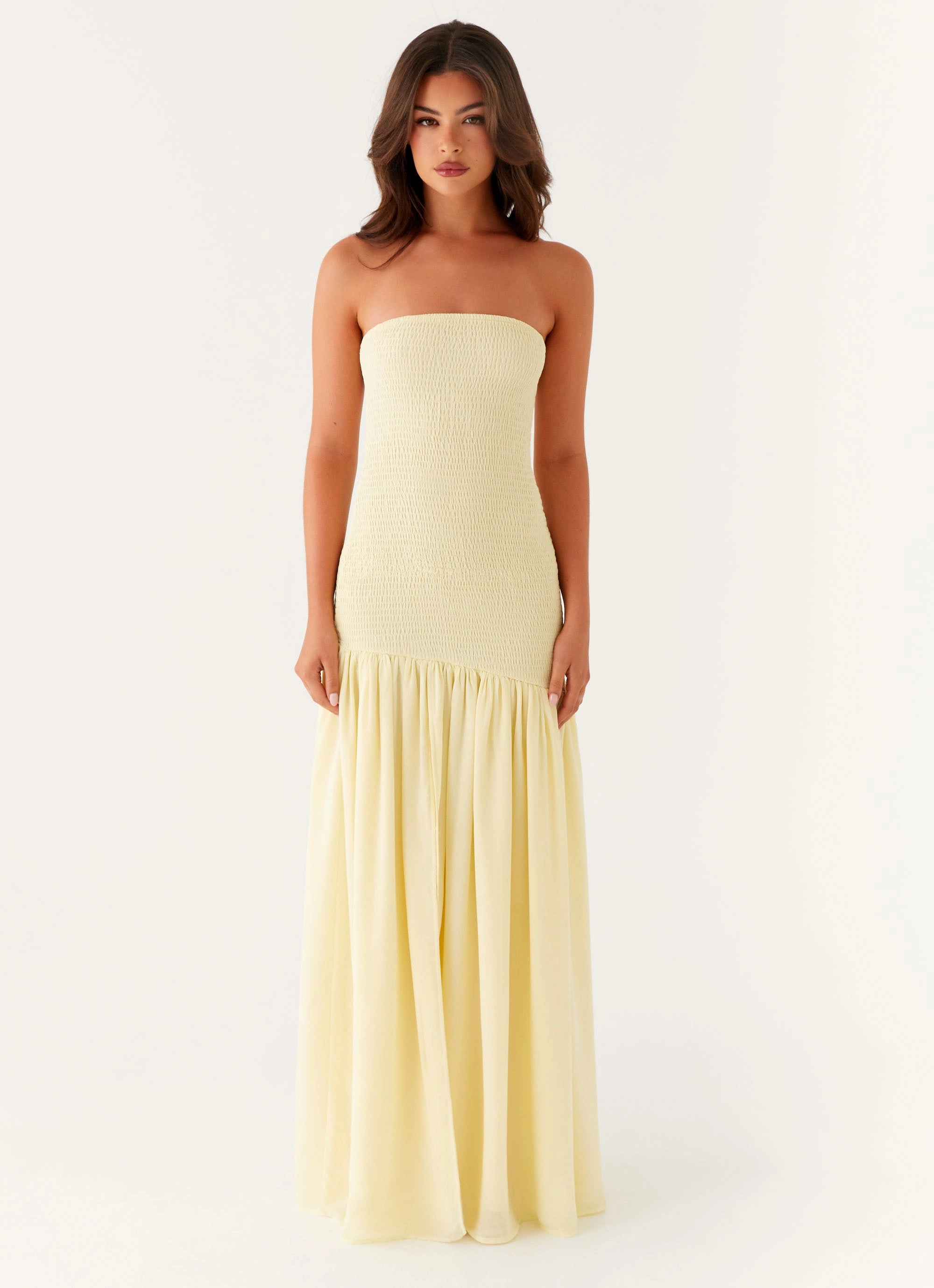Sleek Drape Royce Maxi Dress - Yellow
