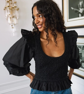 Odor Resistant DurableStitching Veronika Blouse | Black