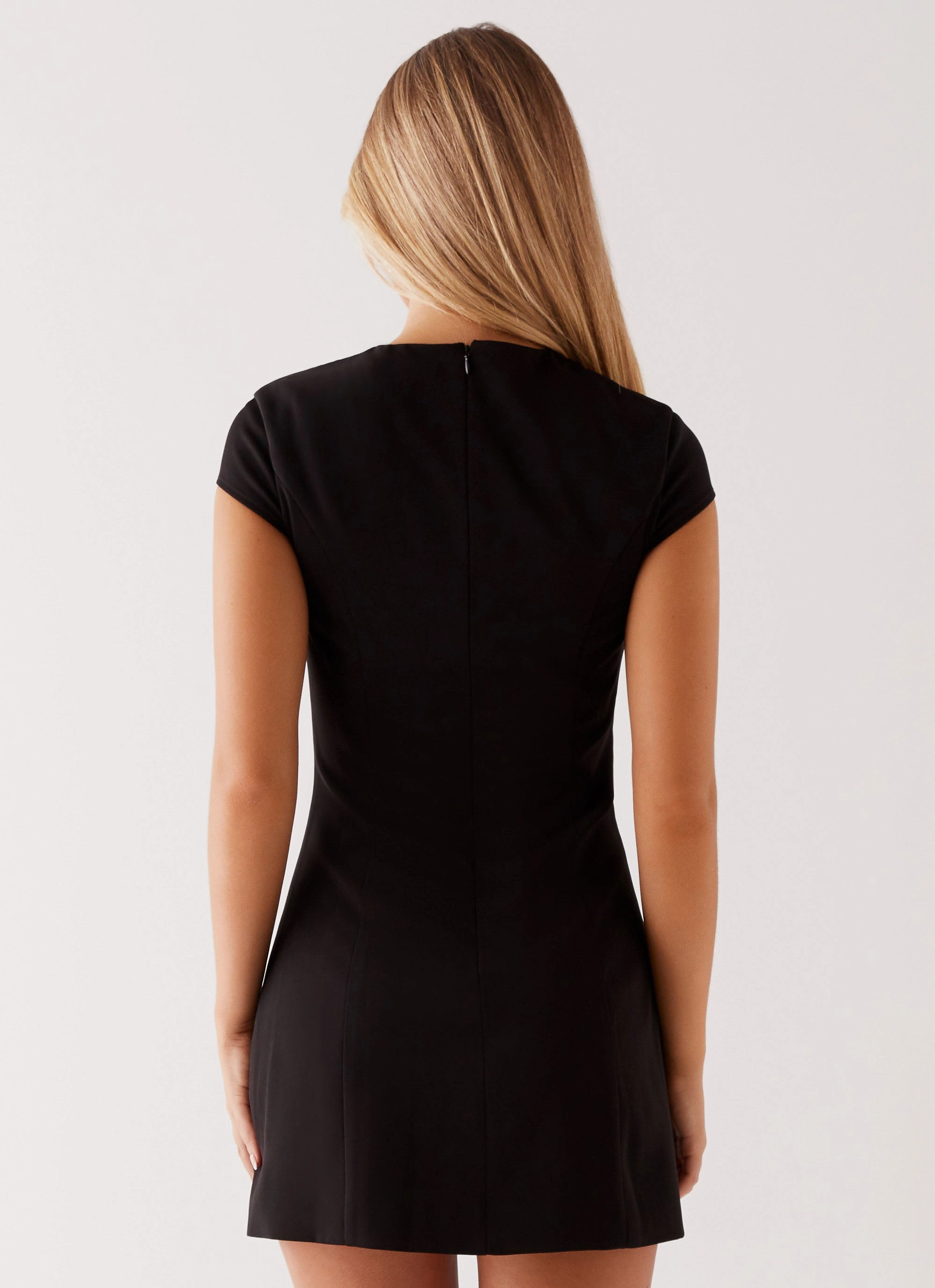 Tia Mini Dress - Black Easy Texture Flattering Design Wear