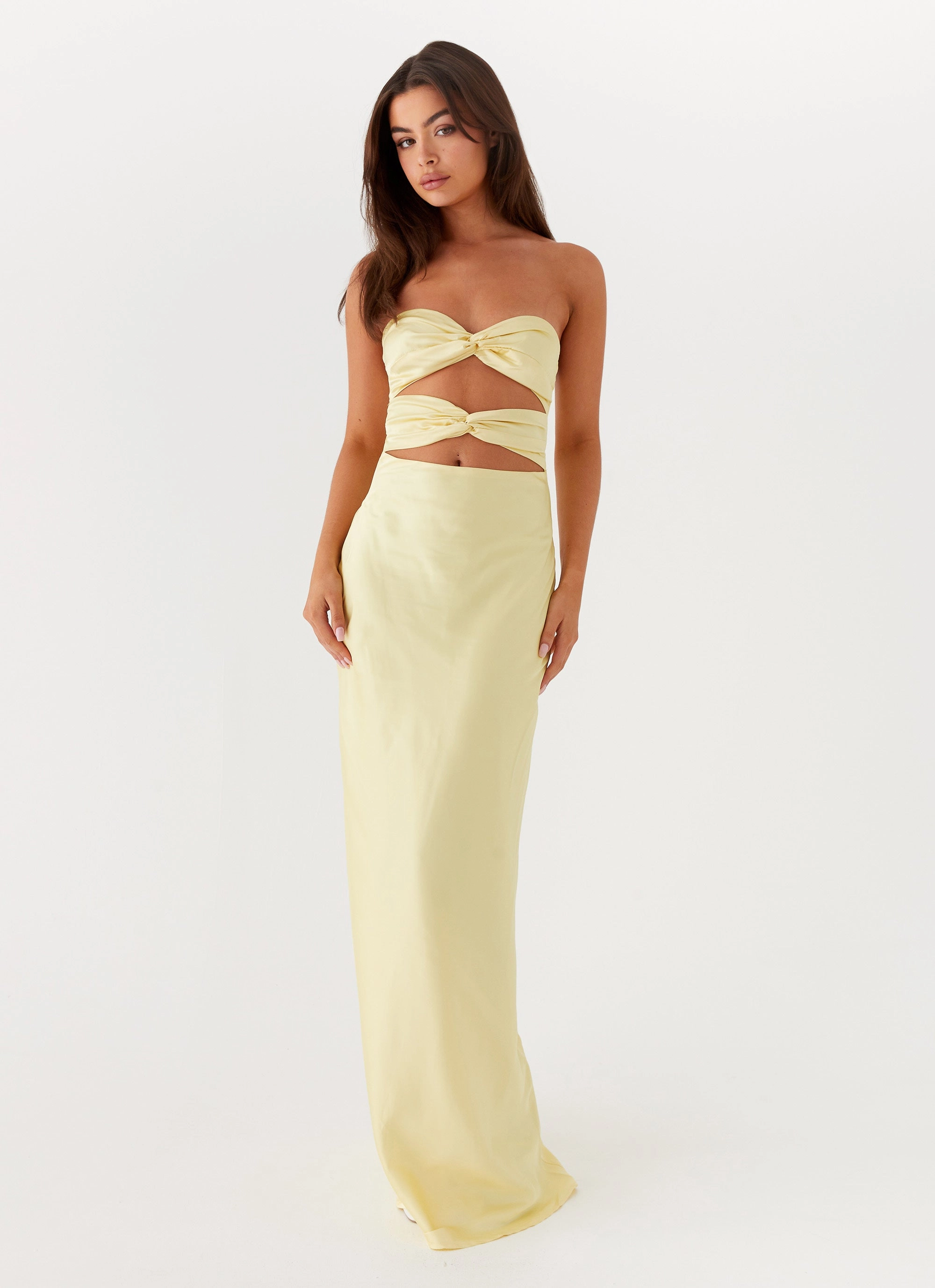 Tianna Strapless Maxi Dress - Yellow Soft Flow