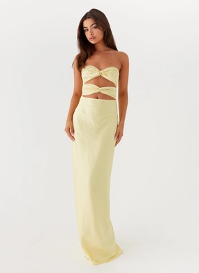 Tianna Strapless Maxi Dress - Yellow Soft Flow