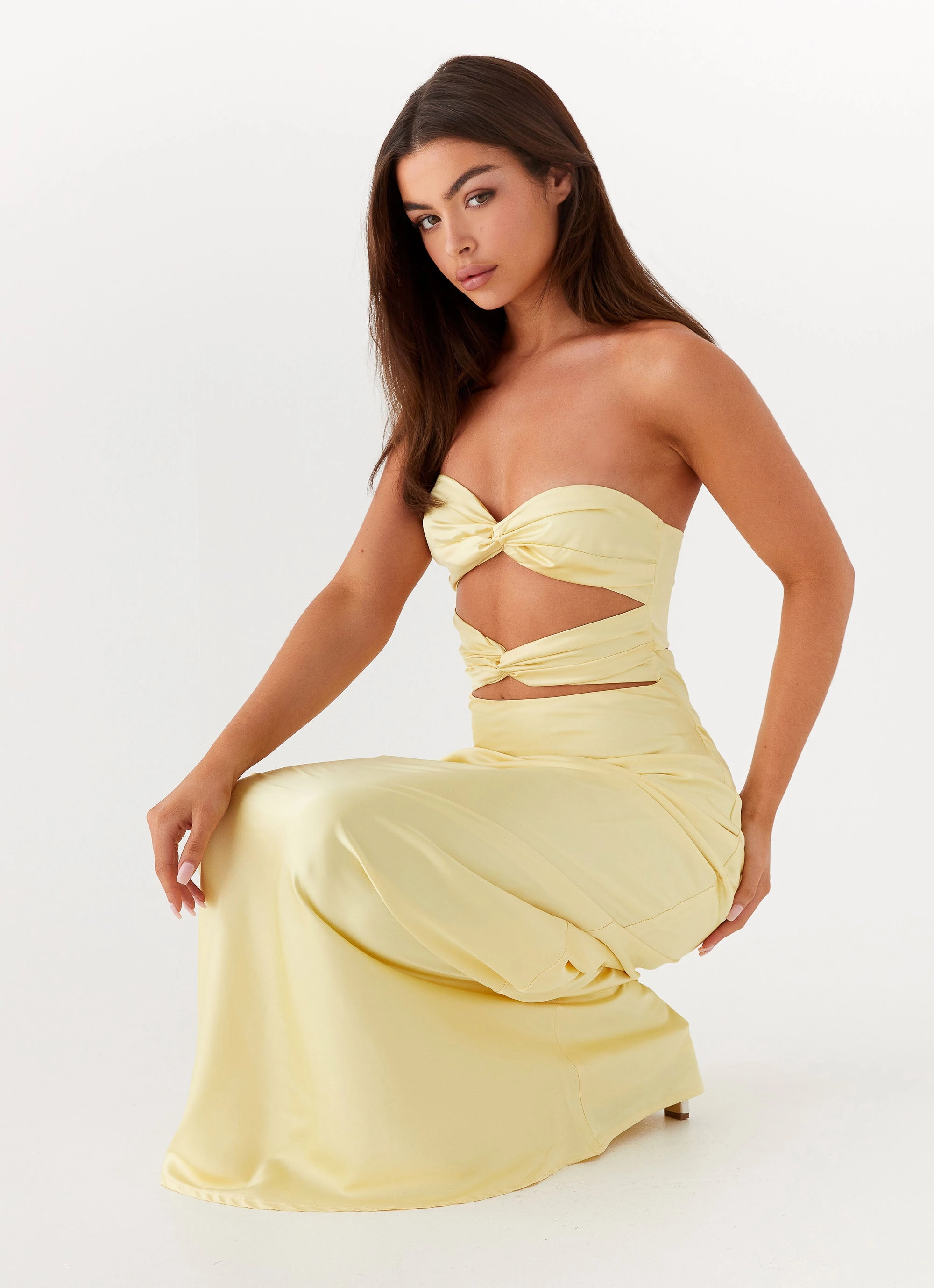 Everyday Comfort Clean Structure Tianna Strapless Maxi Dress - Yellow