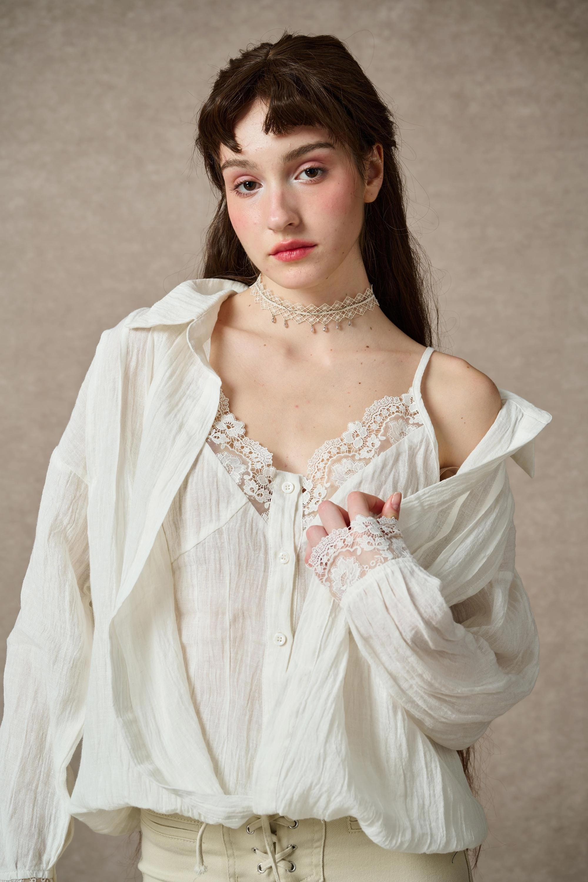 Tiffany 16 |Linen Layers Shirt Layered Cable Pattern