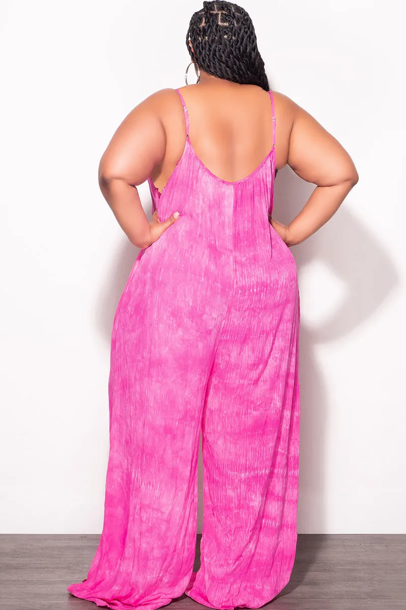 Final Sale Plus Size Jumpsuit with Soft Crepe Fabric in Pink Layering Essential