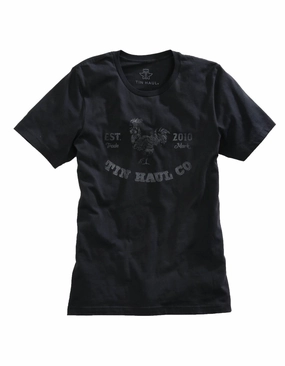 Twill Weave Trendy Outfit Tin Haul Mens Black 100% Cotton Cockadoodle Doo S/S Rooster T-Shirt