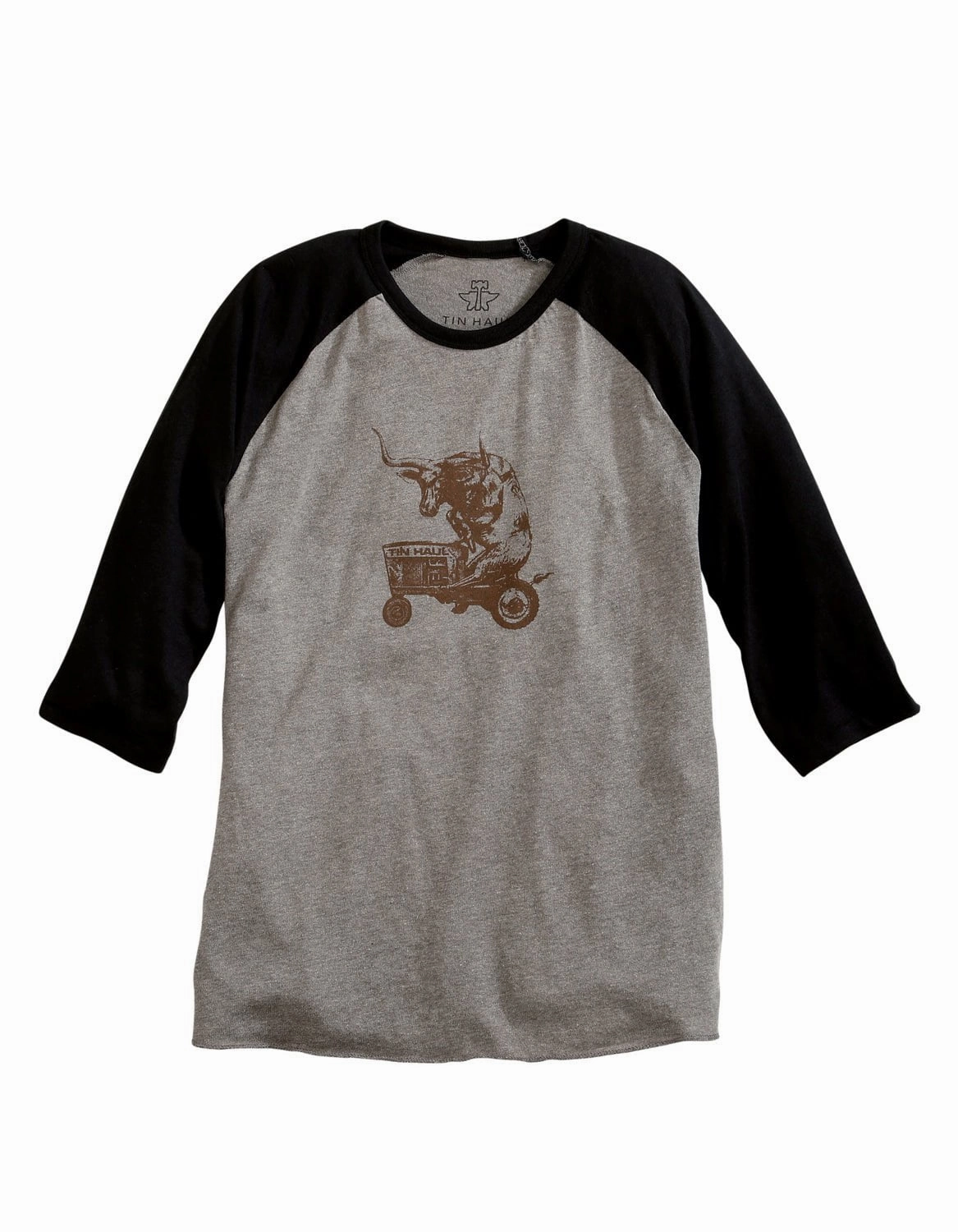 Chic Ensemble Tin Haul Mens Black/Grey Cotton Blend Longhorn Tractor S/S T-Shirt