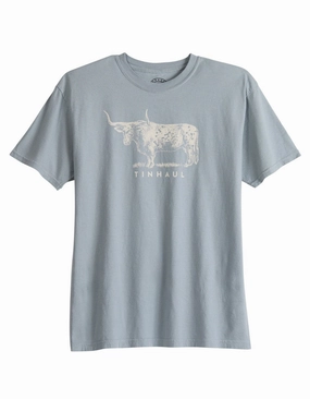 Retro nostalgia Tin Haul Mens Bull Standing Grey 100% Cotton S/S T-Shirt
