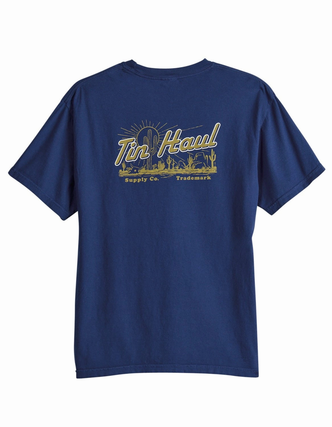 Slim Fit Design Tin Haul Mens Desert Supply Navy 100% Cotton S/S T-Shirt