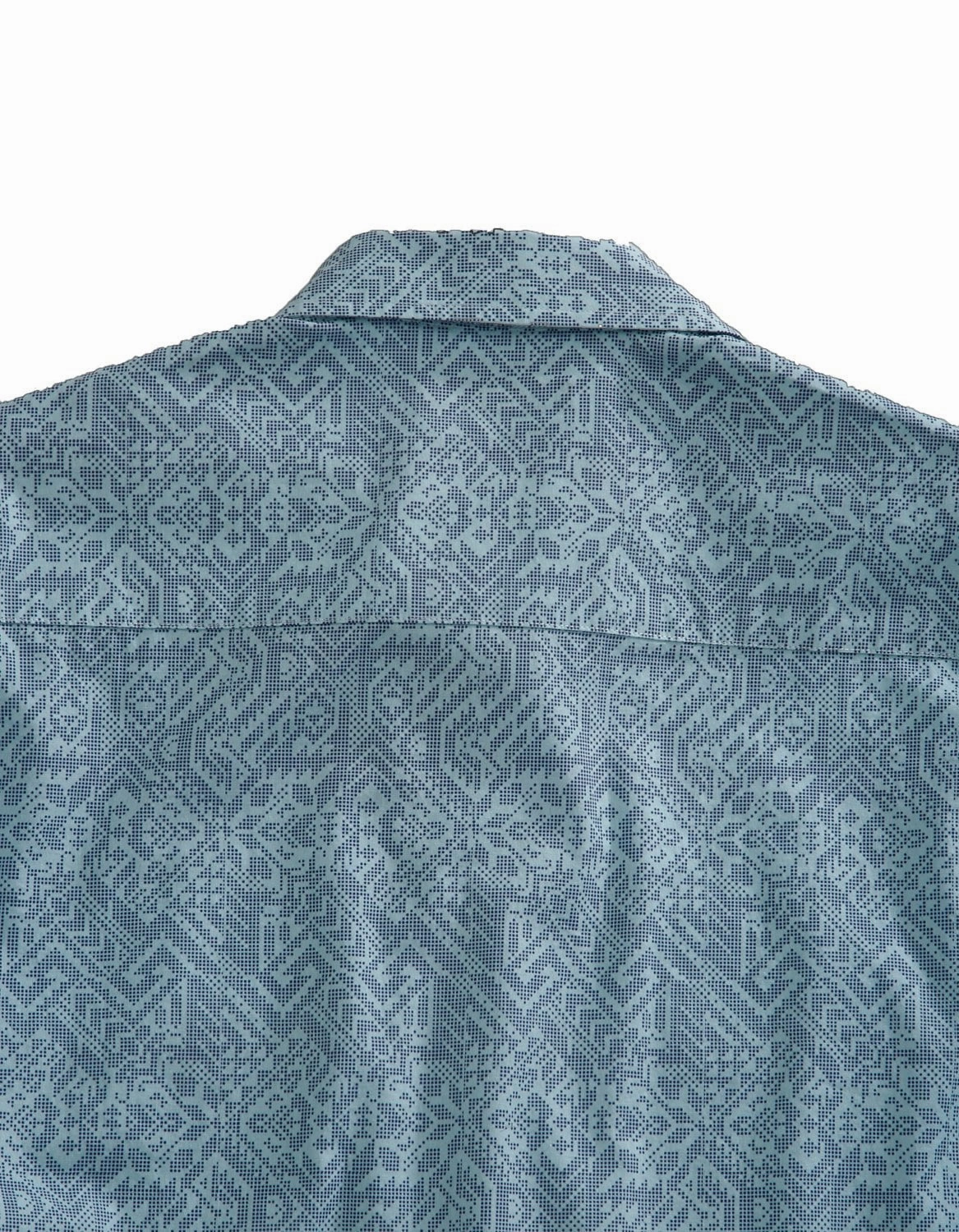 Tin Haul Mens Dot Matrix Aztec Blue 100% Cotton S/S Shirt tailored look Metallic Finish