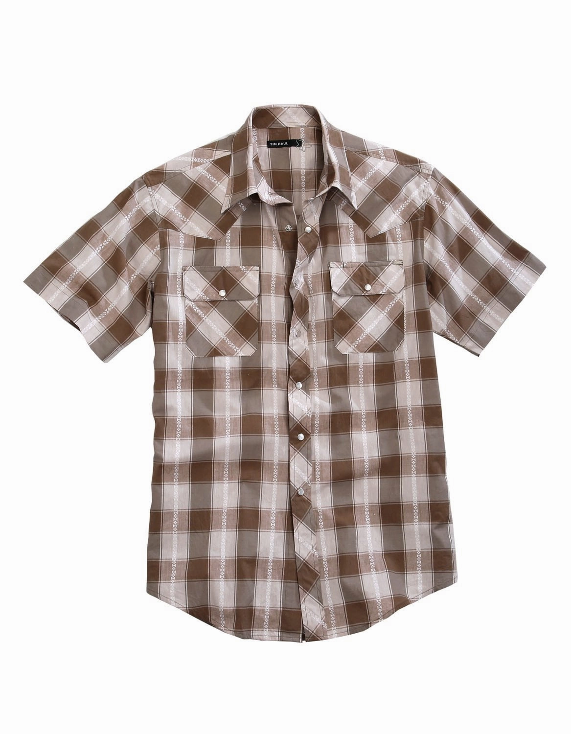 Multipocket Style Tin Haul Mens Grey 100% Cotton Buffalo Dobby S/S Shirt