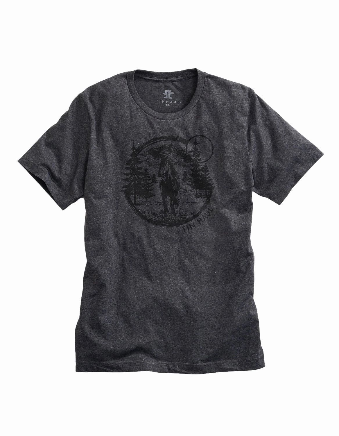 Fashion-Forward Tin Haul Mens Grey Cotton Blend Free Spirited Horse S/S T-Shirt