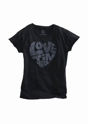 Non Chafe Seams High Street Fashion Tin Haul Womens Black 100% Cotton Love S/S T-Shirt