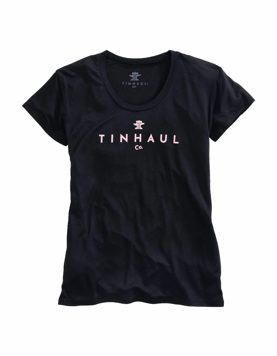 Tin Haul Womens Black Poly/Rayon Anvil and Hammer S/S T-Shirt Fade Resistant Formula