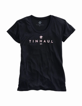 Tin Haul Womens Black Poly/Rayon Anvil and Hammer S/S T-Shirt Fade Resistant Formula