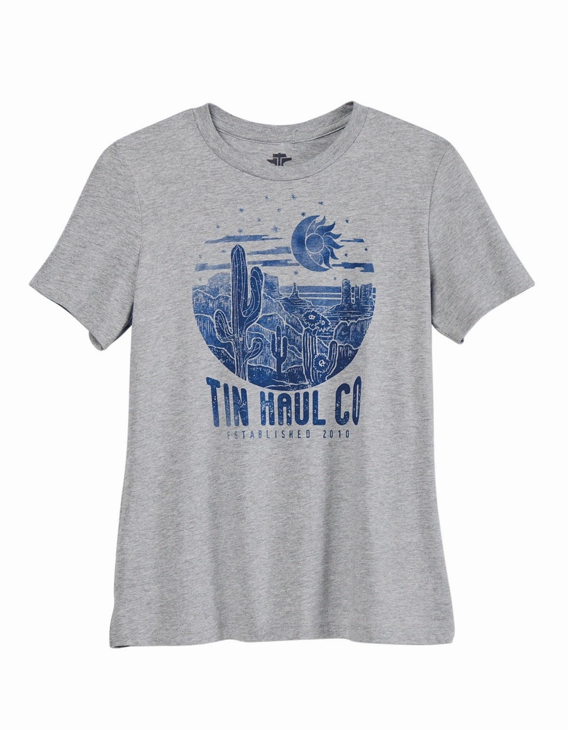 Hooded Option Tin Haul Womens Blue Desert Grey Cotton Blend S/S T-Shirt