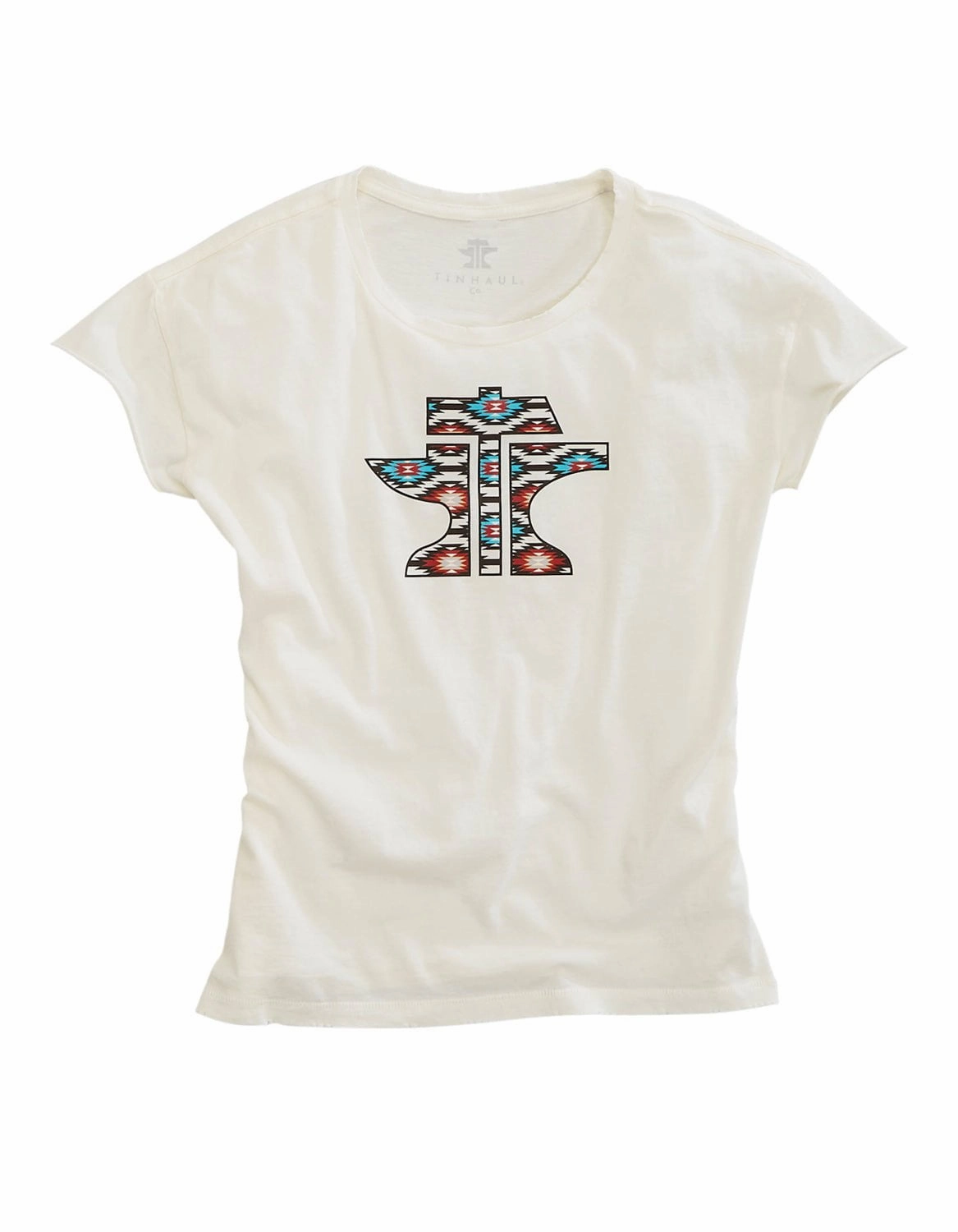 Evening Elegance Dressy look Tin Haul Womens Logo Aztec White 100% Cotton S/S T-Shirt