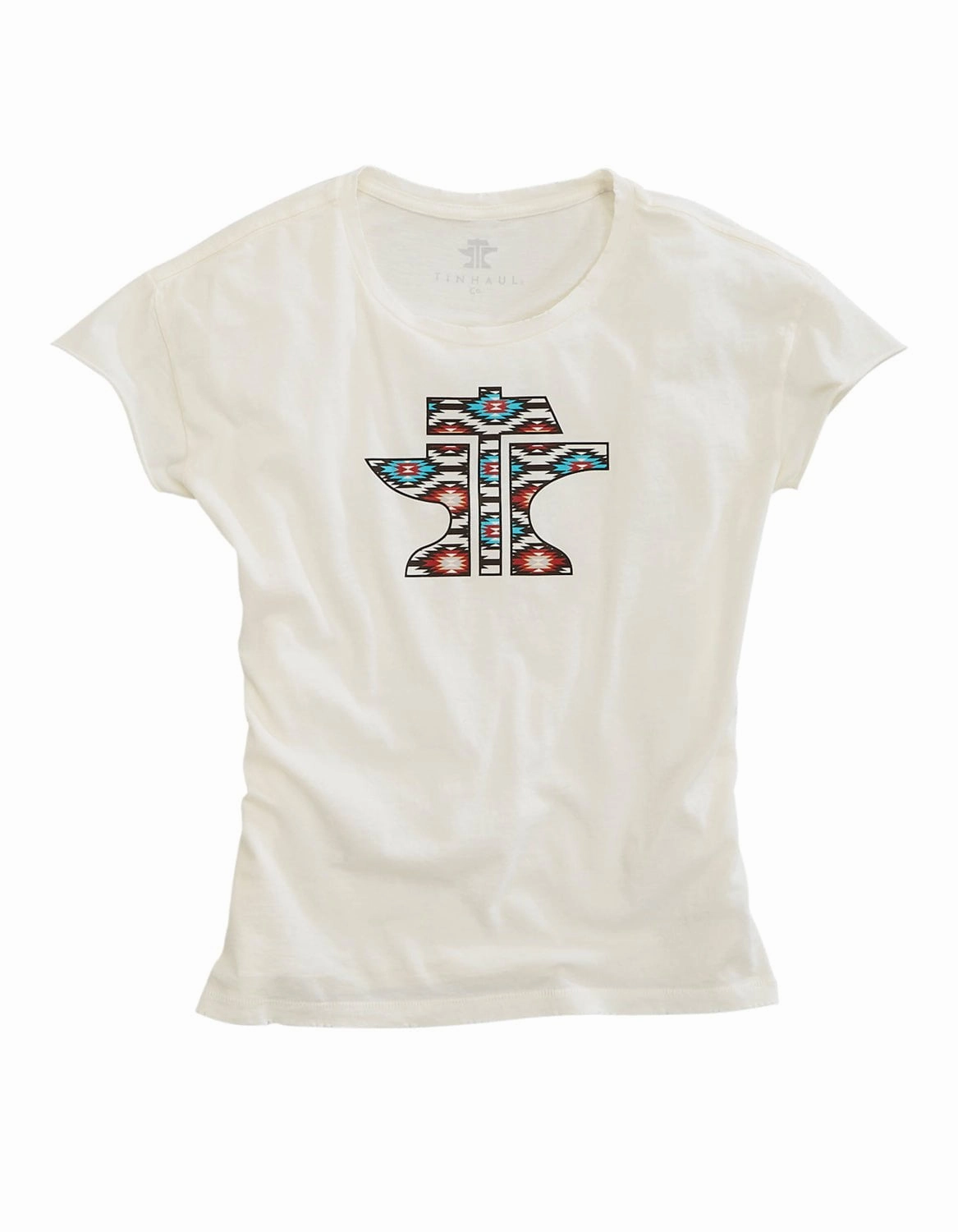 Comfortable fit Tin Haul Womens Logo Aztec White 100% Cotton S/S T-Shirt