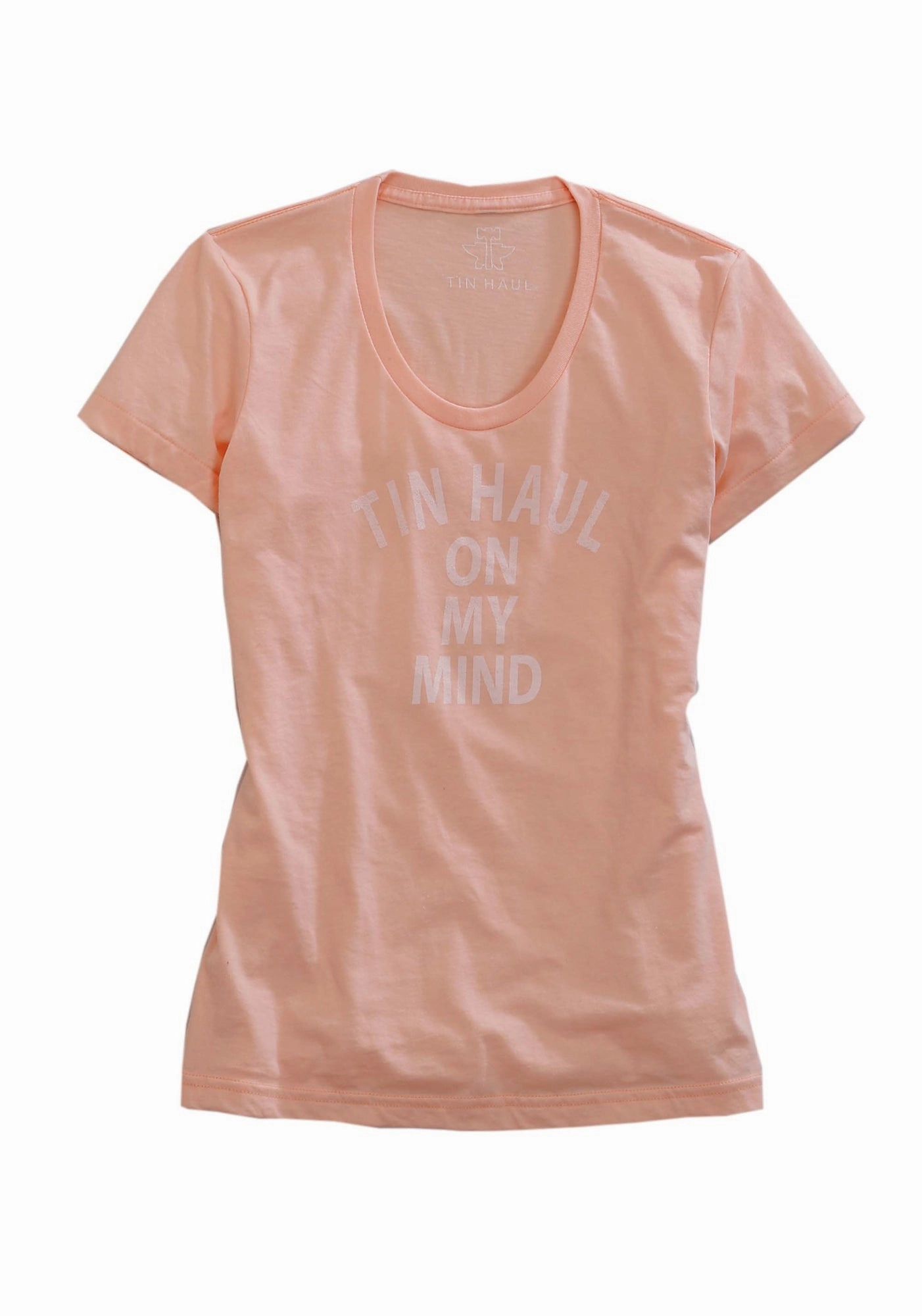 Tin Haul Womens On My Mind Peach Cotton Blend S/S T-Shirt Chic Look