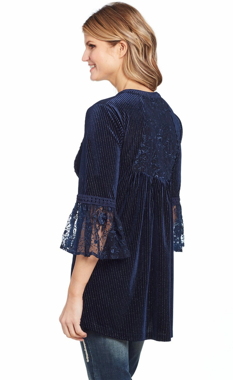 Cowgirl Up Womens Navy Polyester Layered Western Tunic S/S Creative Professional