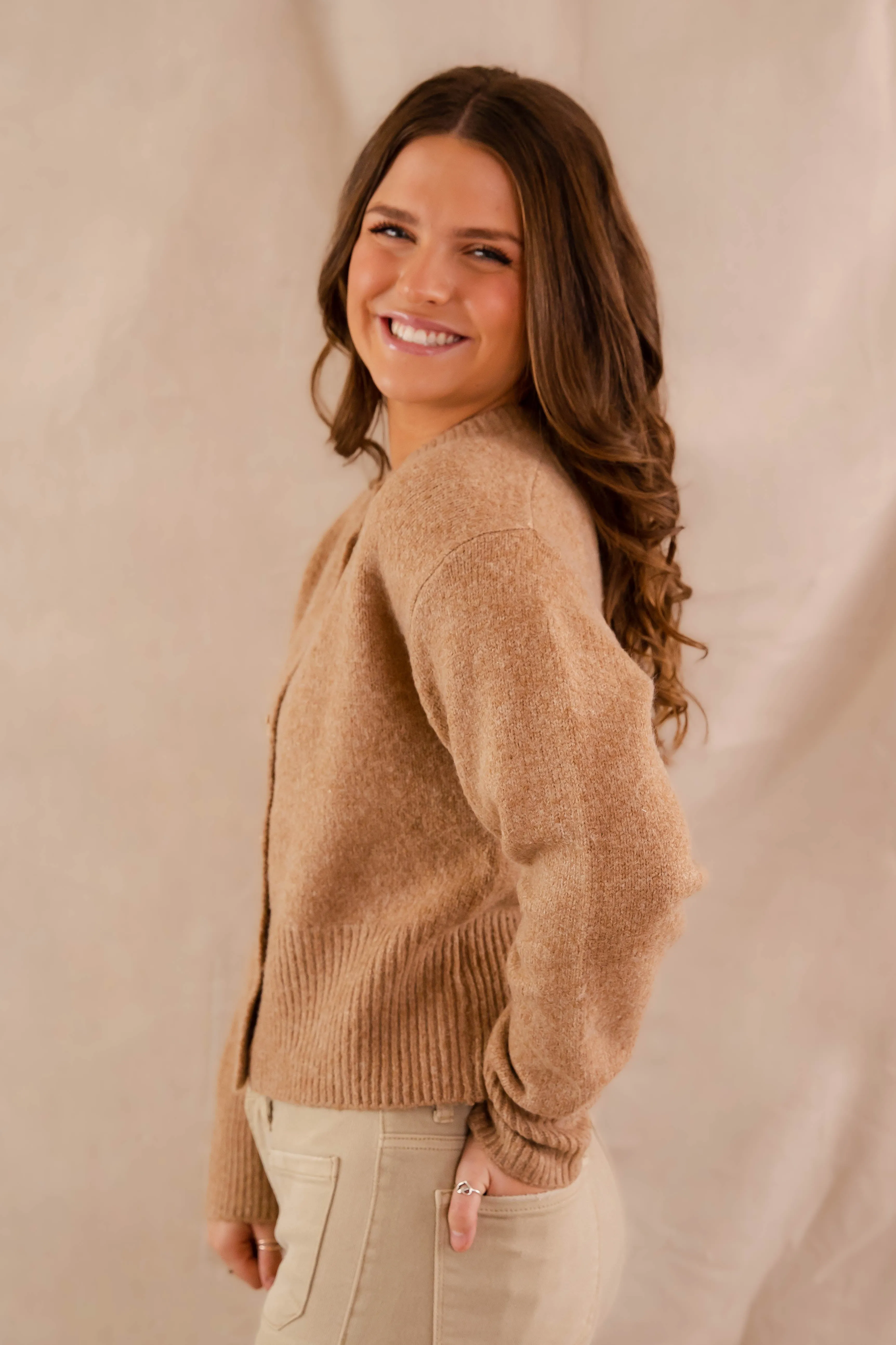 EasyClean Totally Smitten Cardigan-Taupe