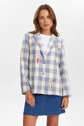 Tear Resistant Knit Gloss Free Texture NUHONOR BLAZER - Cerulean