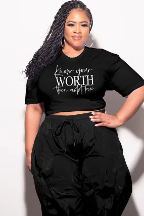 No Bunching Final Sale Plus Size Fitted Black T-Shirt Know Your Worth