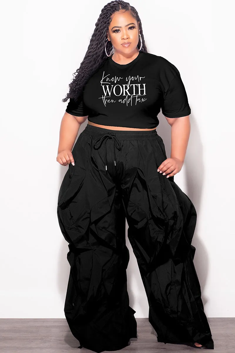NoiseReducingFabric Movement Ready Final Sale Plus Size Fitted Black T-Shirt Know Your Worth