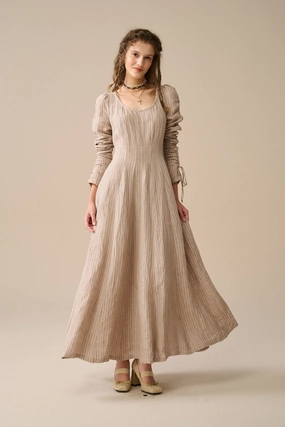Crystal 17 | Victorian maxi linen dress Sweat Wicking Lining Essential Wearable