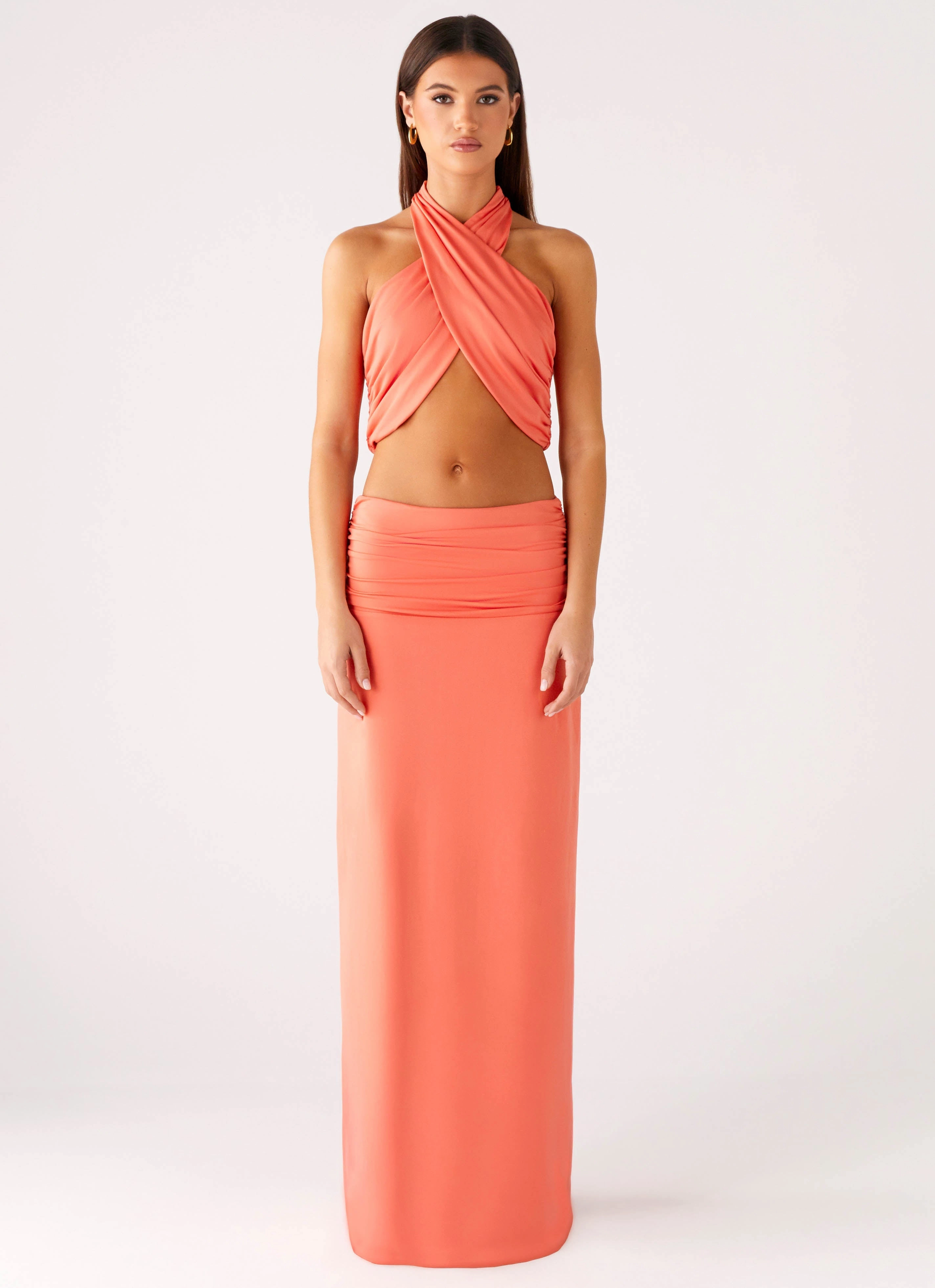 Bestseller Item Lightweight Fabric Elisabetta Maxi Skirt - Coral