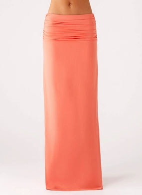 Elisabetta Maxi Skirt - Coral High low hem All Day