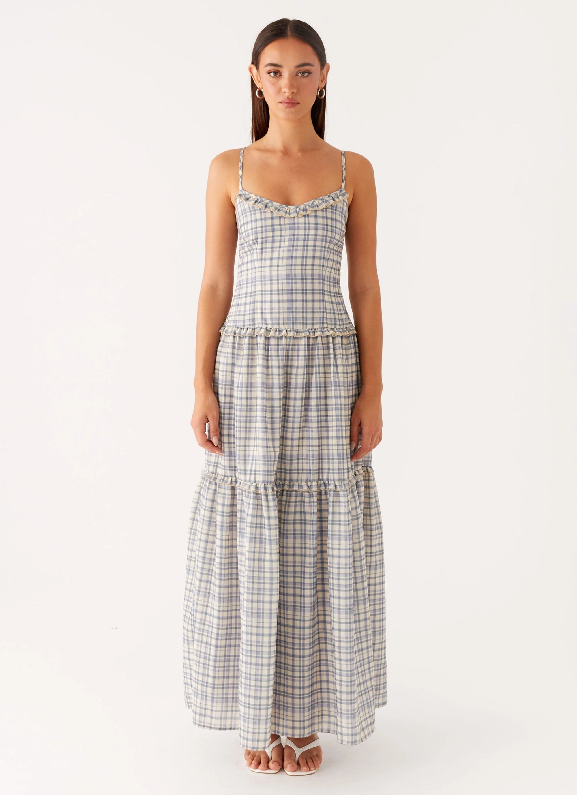 Hermie Midi Dress - Check Soft Flow Tailored Comfort