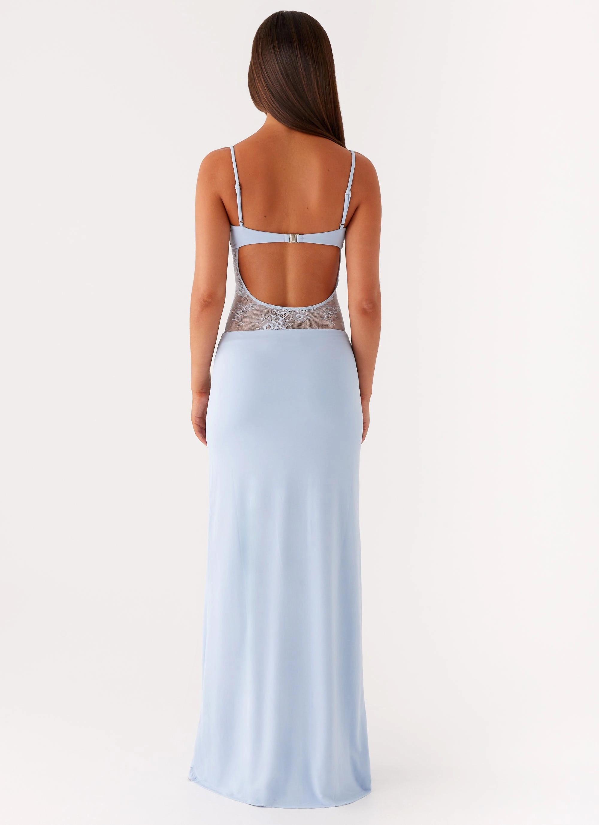 Light Silhouette Knit Warm Envy Maxi Dress - Blue