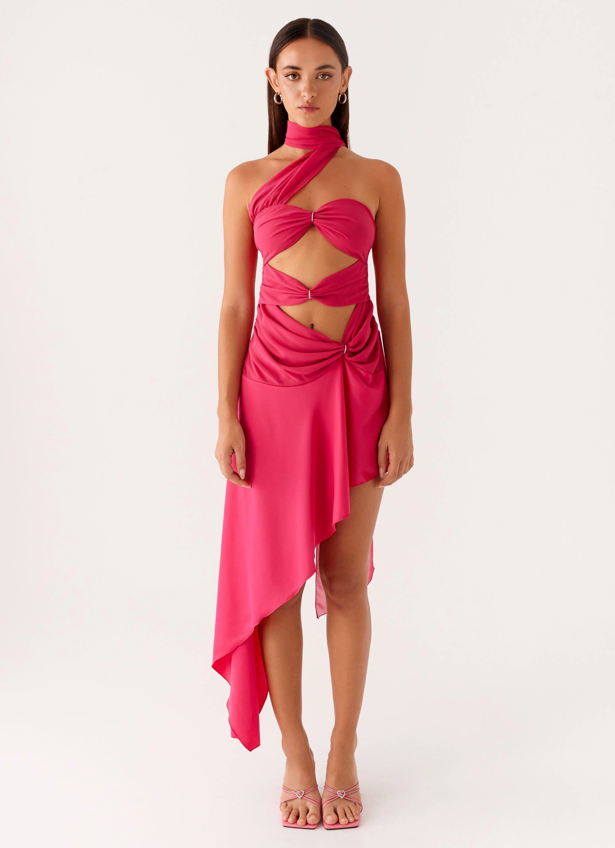 Circa Scarf Midi Dress - Hot Pink Bless Glow Vibrant Movement