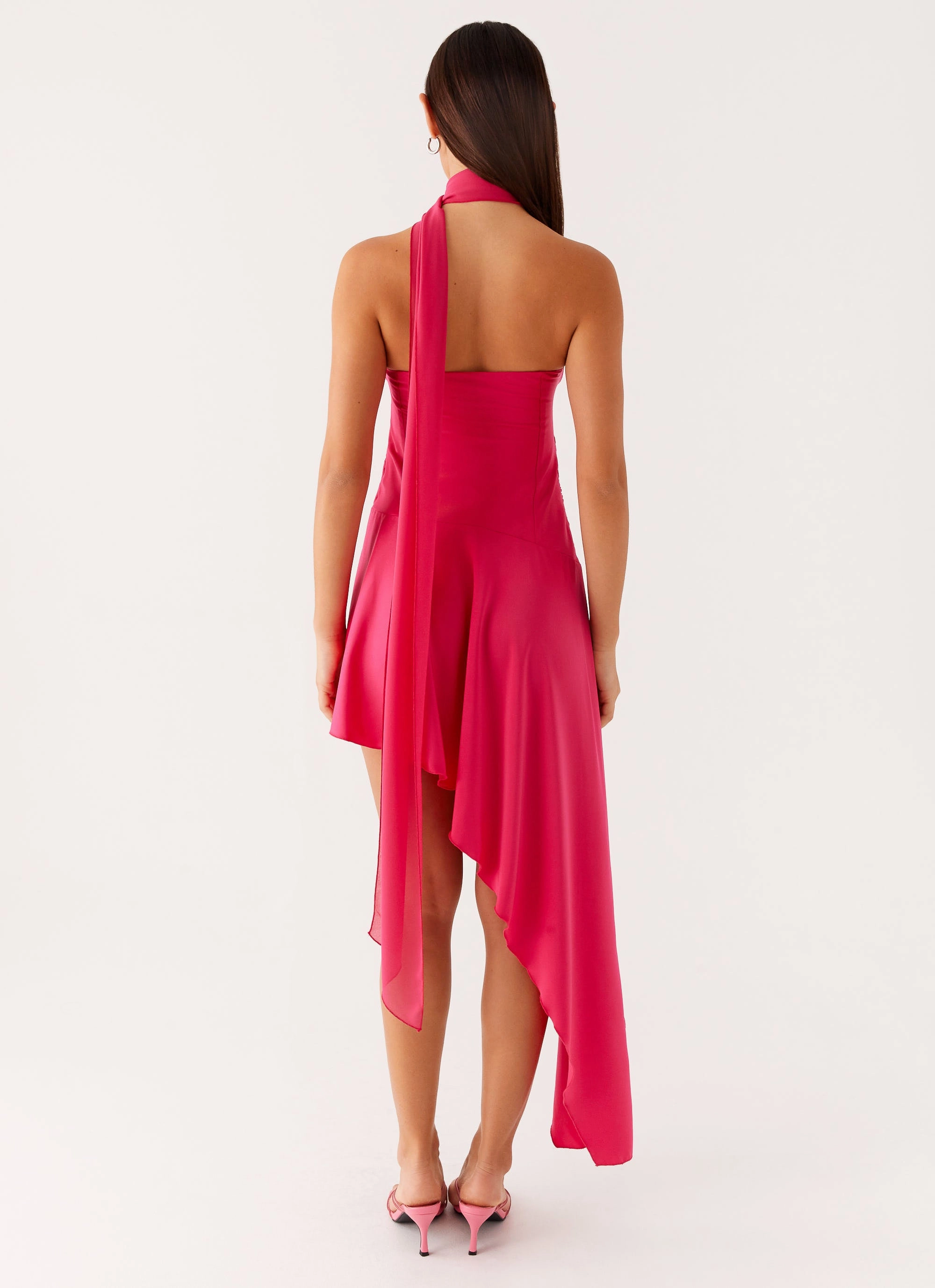 Silk Shine Chilly Comfort Circa Scarf Midi Dress - Hot Pink
