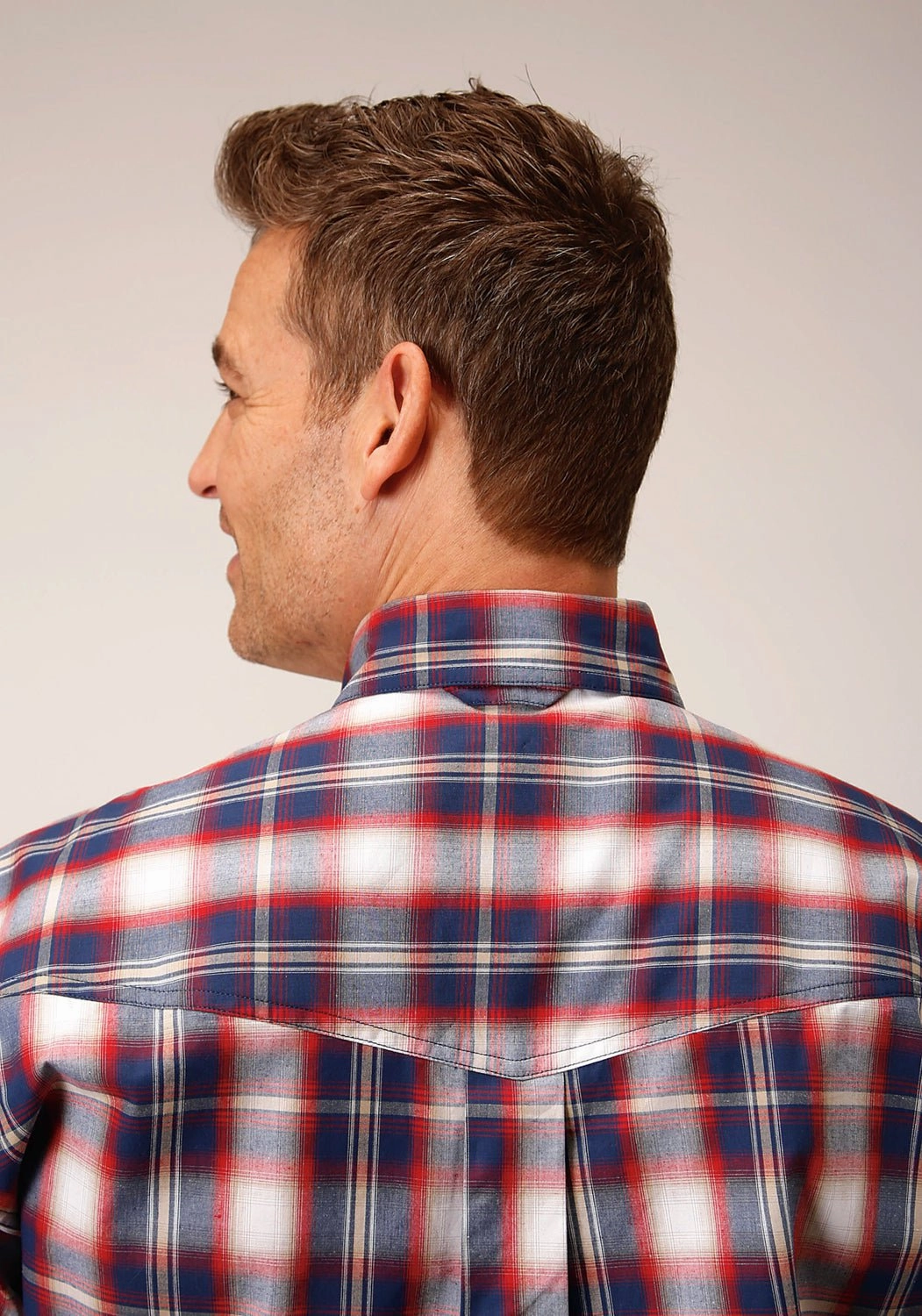 Waffle Weave Roper Mens 1553 Independence Plaid Blue 100% Cotton Btn S/S Shirt