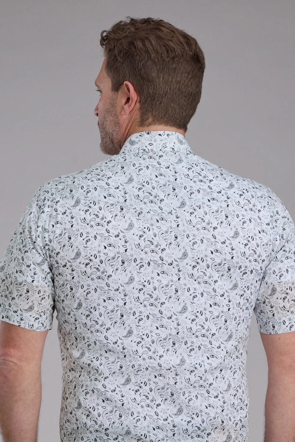 Roper Mens 2428 Paisley Black/White Cotton Blend S/S Shirt Polished Look Anti Pilling Surface