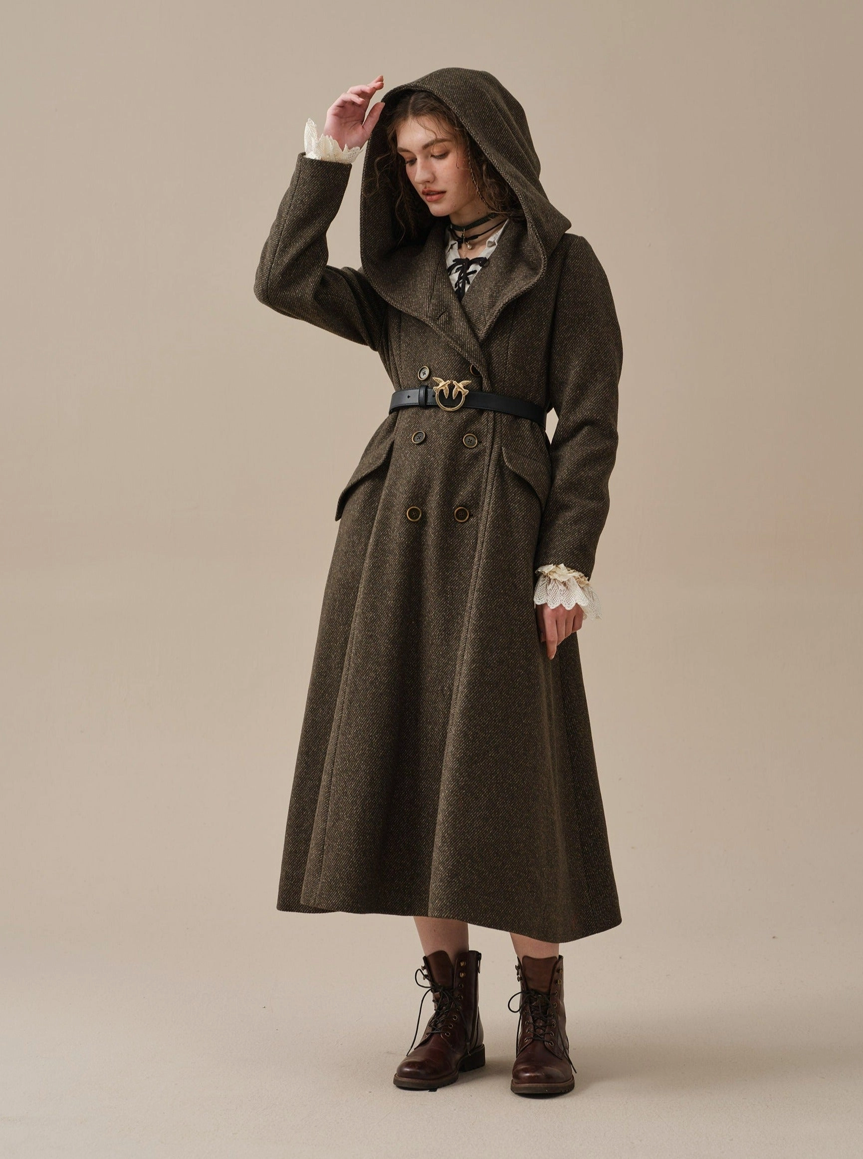 Trista 24 | 100% twill wool hooded coat Daily Wear Sustainable Fibers