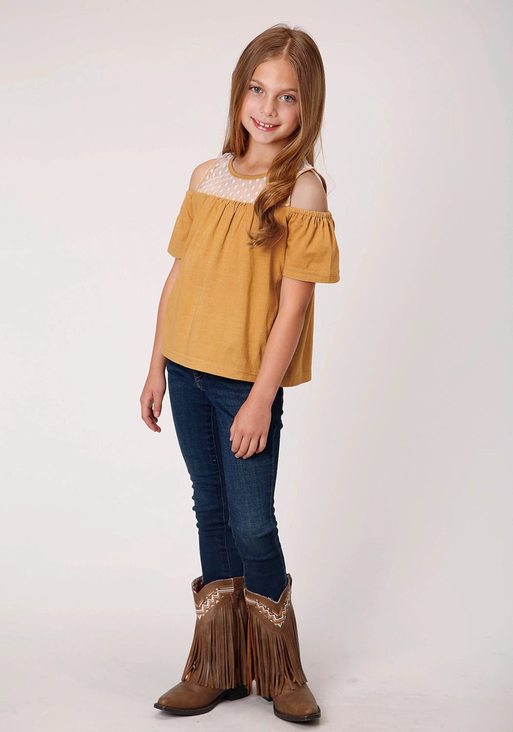 Mountain Retreat Comfort-First Roper Girls Yellow 100% Cotton Dip Dyed S/S Tunic