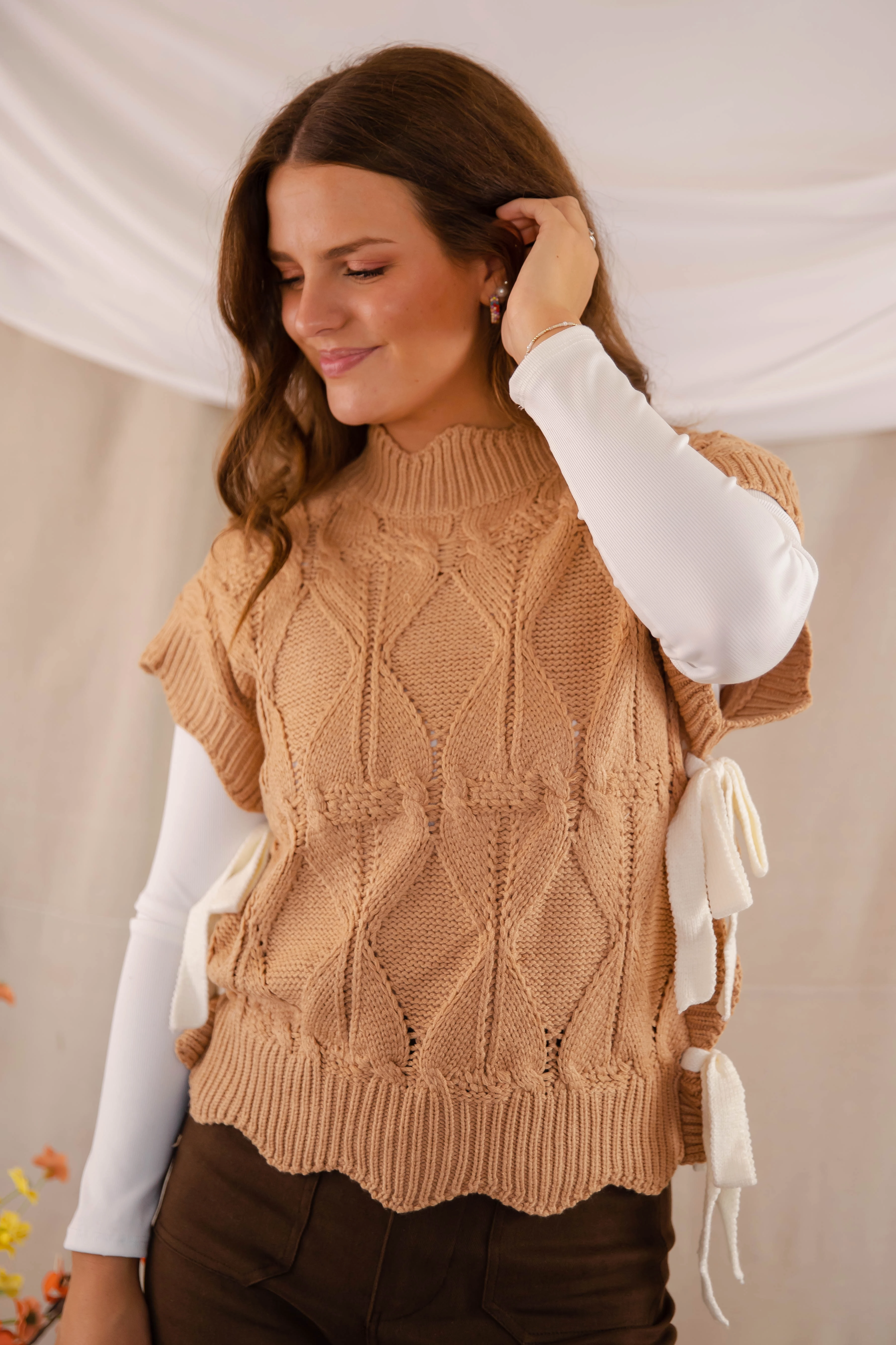 Adjustable Cuffs AntiPillingTechnology RESTOCK: Please and Thank You Sweater Vest-Mocha