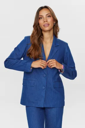 NUALETTA BLAZER  - Med. Blue Washed Denim Modern Travel Look