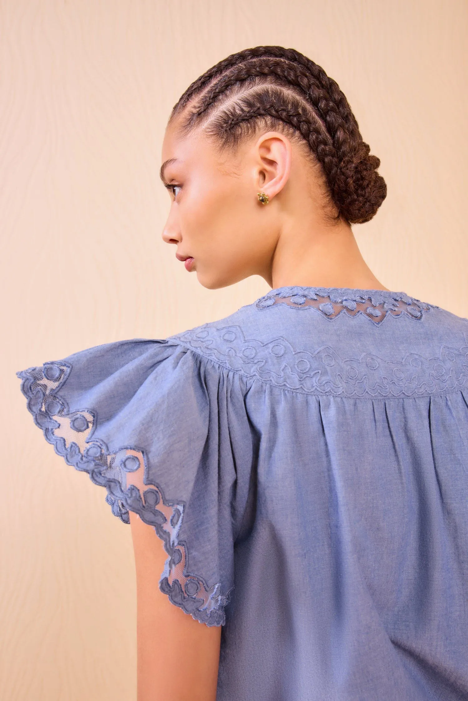 Ulla Johnson Effie Flutter Sleeve Top NeutralPalette Anti Pilling Fabric