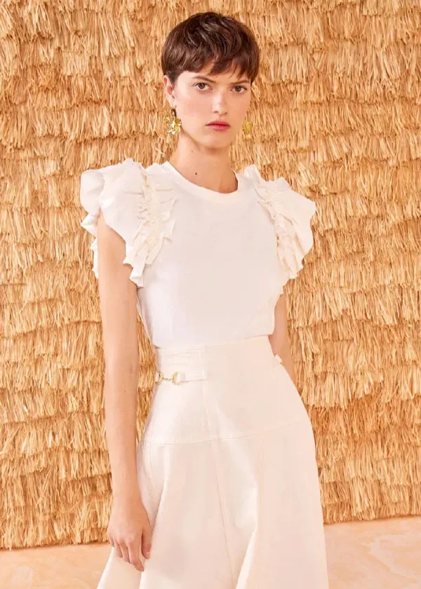 WrinkleFree Weaving Ulla Johnson Leia Ruffle Sleeve Top